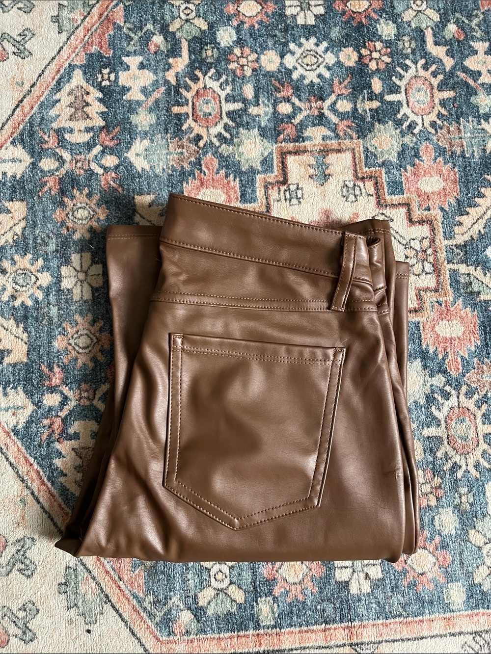 Leather-like flare pants